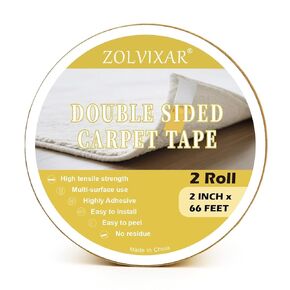 Double Sided Carpet Tape, 2 Inch x 66 Feet Double-Sided Mesh Tape, Fabric Tape for Clothes Making DIY Crafts,Gifts for Family and Friends Home Decorr，2 Packs