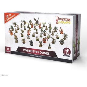 Dungeons & Lasers White Eyes Dunes Desert Creatures - 44 Piece DND Miniatures Set with Scenic Bases - Unpainted, Unassembled - for Ages 14 Years +