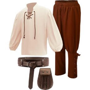 Kids Medieval Costume Boys Renaissance Cosplay Viking Belt Pouch Accessories for Halloween 4-12y