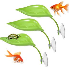 3pcs أفريقي القزم الضفدع زخارف أوراق البلاستيك مع أكواب الشفط إكسسوارات الزواحف فروع crester
