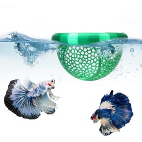 1Pcs Floating Betta Fish Tank Accessories, Green Betta Hammock Feeder, Small Fish Feeding Rings Filter Out Round EVA Floating Plants Accessories, Aquarium Hideout Feeding Decorative