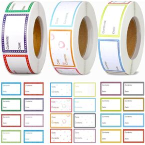 3 Rolls 1500Pcs Freezer Labels, BetterJonny 25 x 40mm Colored Removable Freezer Labels Self-Adhesive Food Storage Stickers with Strong Adhesion for Office School and Home(3 Styles)