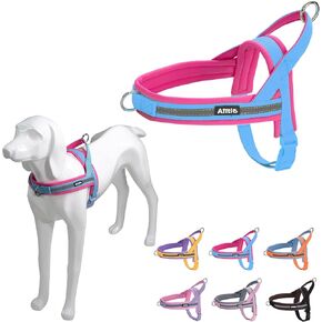 AIITLE Pet No Pull Dog Harness with Soft Comfortable Padded, Adjustable Reflective Escape Proof Tactical Dog Vest Harness, Quick Fit Dog Vest Harness for Medium Dogs Orange-Blue M