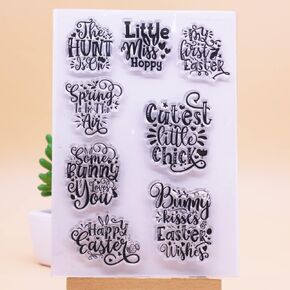 1pc Happy Easter Bunny Wishes Sentiment Clear Stamp for Card Making Decoration and Scrapbooking 11x16cm