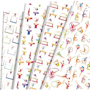 Gymnastics Wrapping Paper 12 Sheets Gymnastics Girls Wrapping Paper Gifts Packing Paper Colorful Gift Wrap DIY Craft Art Paper for Birthday,Party 20"×28"