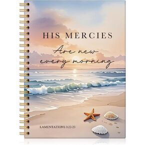 His Mercies Are New Every Morning Hardcover 160 Pages Ruled Spiral Notebook, Christian Notebook Gifts for Women, Bible Journaling Notebook, Christian Art Prayer Journal Gifts for Boss Leader