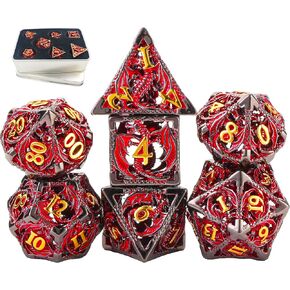 Metal DND Dice Set Skull Dungeons and Dragon Dice Set Hollow Polyhedral Magic 7 PCS Dice Set with Gift Metal Box for Dungeons and Dragons Table Games Play Cards MTG(Skull_Ancient Bronze)
