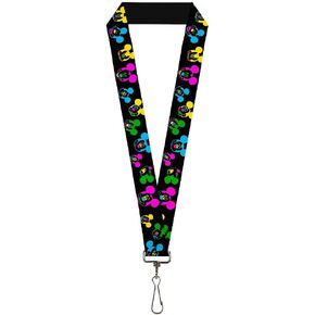 Buckle Down Lanyard-1.0"-Mickey Mouse Expressions Scattered Black/mu