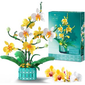 Orchid Flower Building Set for Adults - Artificial Orchid Bonsai for Dinner Table Centerpieces & Home Decor - Creative Gift for Mother's Day, Anniversary, Birthday