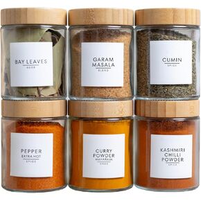 312 South Asian & Indian Spice Labels for Spice Jars including Best by Labels for Storage Organization & Kitchen Pantry- South Asia Spice Collection (White, Square)