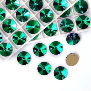 3200 Rivoli Crystal Rhinestones Mix Sizes Emerald Flat Back Rhinestones for Garment Decoration Emerald 14mm 20PCS