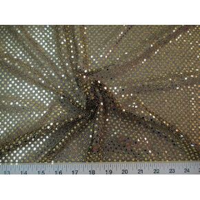 Discount Fabric Stretch Glitter Mesh Sequin Dots Black Gold Sheer Sparkle L42