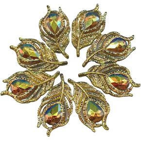Lmlliang 10pc Sew On Rhinestone Liht Blue Leaf Shape Flat Back Resin Cabochon Cameo for Jewelry Making DIY Bags Hair Clip Phone Craft Shoes Jewelry Making Decoration20mmx38mm