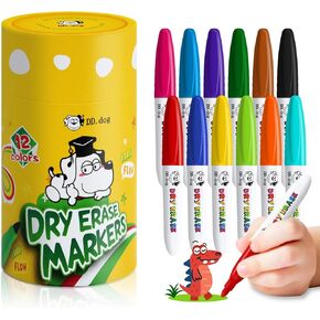 12-Color Mini Whiteboard Markers for Kids - Non-Toxic Fine Tip Dry Erase Pens, Low-Odor Whiteboard Markers Set for Classroom, Home & School Art Supplies (12 Pack)