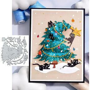Christmas Tree Star Snowflake Cat Metal Die Cuts,Spring Sunflower Frame Leaf Cutting Dies Cut Stencils for DIY Scrapbooking Album Decorative Embossing Paper Dies for Card Making