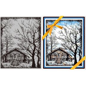 GLOBLELAND House Architecture Cling Rubber Stamps 8.7"x7" Cottages Tree EVA Cling Mount Stamps Streetlights Bird Rubber Stamp Set for Card Making Photo Album Decor Decoration DIY Scrapbooking