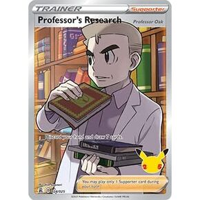 Pokémon Celebrations Professor's Research Card, 25th Anniversary, Ultra Rare Full Art + Surprise Card!