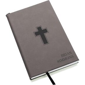Lifetime Creations Personalized Prayer Journal: Engraved Custom Bible Study Notebook, Religious Gift for First Communion, Confirmation, Christian Gift for Women Men (Gray)