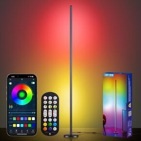 مصباح الأرضيات الحديثة ، مصباح أرضي RGB Smart RGB مع تحكم في التطبيق والتحكم عن بعد ، 16 مليون لون و 200+ أوضاع مشهد ، مصباح زاوية مع توقيت ومزامنة الموسيقى ، مصباح دافئ لديكور غرفة النوم