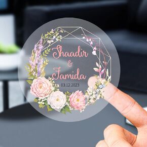 Custom Stickers Personalized Stickers Lables for Businesses Logo and Name,Birthday Party Baby Candy Candle Gift Boxes Wedding Favors Labels Thank You Stickers (Transparent Stickers)