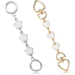 Bag Extender Chain 2 Pcs Moon Heart Purse Extender Chains Bag Strap Extenders Metal Gold Chain Replacement Accessories for Women's Handbags Crossbag Shoulder Bags - White
