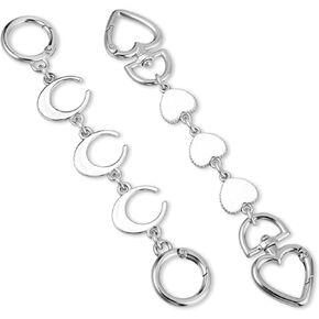 2 PCS Purse Charm Extender Chain Heart Moon Bag Extender Chain for Handbags, Purse Strap Extender Accessories, White Strap Replacement Charms Extender Purse Accessories for Women Bag Charm