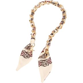 Silk-Wrapped Gold Bag Chain Charm Purse Strap Handle for Women, Handbag Replacement Shoulder Strap with Scarf