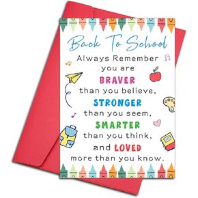 Cute Back to School Supplies for Teen Girls Boys - Inspirational Greeting Cards Gifts for Students First Day of Kindergarten Middle School College, First Day of Schools Card Gifts for Daughter Son