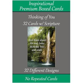 32 Designs ~ Thinking Of You Cards (No Repeated Cards) Christian/Religious Greeting Card Assortment ~ Scripture in every card