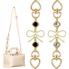 Purse Extender Chains Bag Strap Extender Wallet Replacement Extender Chain Purse Strap for Handbags Decoration Charms Accessories (Metal Bow, Pearl) 3Pcs