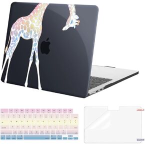 MOSISO Compatible with MacBook Air 13 inch Case 2025 2024 2023 2022 M4 A3240 M3 A3113 M2 A2681, Plastic Hard Shell&Keyboard Cover&Screen Protector for MacBook Air 13.6 inch Case, Colorful Giraffe