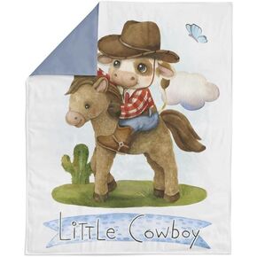 UNIQUE Little Cowboy Fabric, 29x39in Quilting Panel for Baby Quilt or Blanket, Sateen Cotton