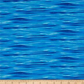 Elizabeth Studio Landscape Medley Water Deep Blue, Fabric by the Yard