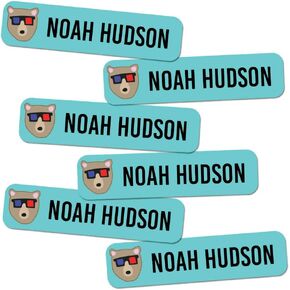 Label Daddy, Personalized Stickers Labels for Boys, Premium Waterproof Name Labels for Kids School Supplies, Shoes, Lunch Boxes, & More, Small Size, TRex Design, 80 Ct