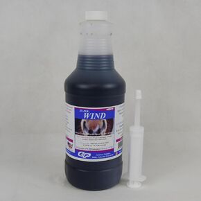 Wind Breathing Aid for Horses - Opens Up The Airway in Race Horses - Helps Minor Congestion, Coughs, and Throat Irritation - Equine Respiratory Care Liquid - 1 Pint + Syringe