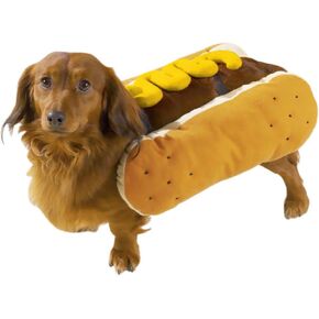 Hot Diggity Dog with Mustard Costume for Dogs, 12" Small