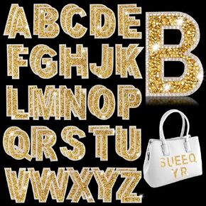 52pcs بريق راتنج راتينستون راينستون أبجدية ملصق ملصق كريستال راينستون A-Z الحروف ذاتية الحديد على خطاب in Kuwait