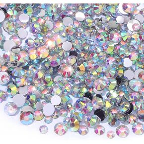25000Pcs Gold AB Rhinestones Flatback Bulk, 3mm/4mm/5mm Non-Hotfix Crystal Round Jelly Rhinestones for Crafts Makeup Nails Face Tumblers Clothes Shoes Handmade Decoration
