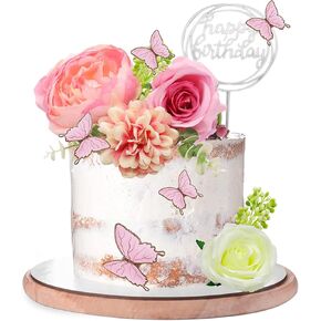 16pcs كعكة بوهو أعلى الديكور زهرة الكعكة أعلى أوراق النخيل الذهب الكعكة الديكور الوردة الأبيض قرنفل الأوكالبتوس صفص