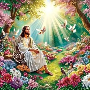 Jesus Diamond Art Kits for Adults-Special Shape Diamond Dots Paintings for Beginners,DIY Christmas Jesus Landscape Diamond Painting With Diamonds Gem Art for Adults Home Wall Decor 12 X 12inch