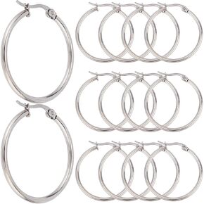 1 Box 30 Pairs Round Hoop Earring Findings Silver Beading Hoops Set Stainless Steel Dangle Circle Earring Findings Hoop Earrings Open Earring Hoops for Jewelry Making Supplies DIY Craft Women