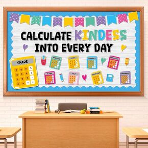 Kindness Bulletin Board Set Welcome Back to School Bulletin Board Decorations Calculate Kindness Into Everyday Cutouts Classroom Decorations for Office Home School Chalkboard Wall Door Supplies