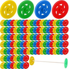 100 Pcs Plastic Project Toy Wheels Bulk Small Plastic Wheels for Toy Cars Stem Learning Projects Crafts Mini Vehicles Rc Truck Boat Helicopter Model