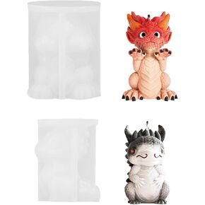 2Pcs Dragon Resin Molds Silicone Candle Mould Dragon Silicone Mold for Candle Marking Plaster Molds