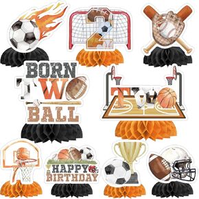 Born 2 Ball Birthday Decorations Born Two Ball Birthday Decorations 8PCS Basketball Born 2 Ball Centerpieces for Table Born Two Ball Table Decoration