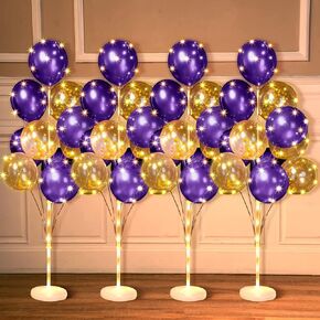 Wettarn 4 Set Balloon Column Kit for Floor with Balloons Stand Kit Tower Pillar Backdrop for Wedding Birthday Baby Shower Party Back to School Decorations(Gold and Navy Blue)
