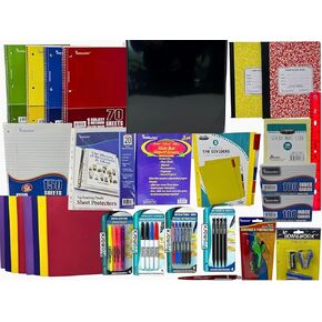 College Ruled Back to School Essential Supply Kit Bundle for Middle, High School and College: Binder, Mechanical Pencils, Sharpies, Pens, Highlighters, Folders, Note Books and More 55+ items