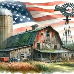 CXYQLC DIY 5D Diamond Painting Kits for Adults Diamond Art American Flag Landscape Rustic Farmhouse Diamond Painting Full Drill Crystal Embroidery Craft Kits for Home Wall Decor Gifts 11.8x11.8inch
