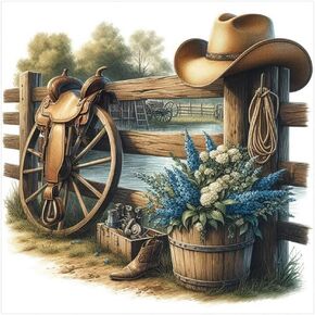 Sanjee Cowboy Hat Diamond Art Kits for Adults, Farm Diamond Painting Kits for Beginner, Boot 5D DIY Round Full Drill Gem Art Crafts for Home Wall Decor Gift, 12x12inch