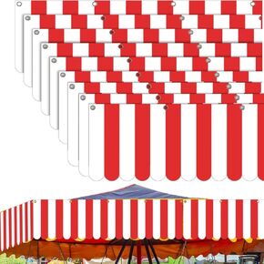 Preboun 12 Pcs Carnival Tent Circus Carnival Hanging Decorations Red White Striped Banner Circus Party Supplies for Kids Birthday Christmas Mardi Gras Theme Celebration Wall Games Props